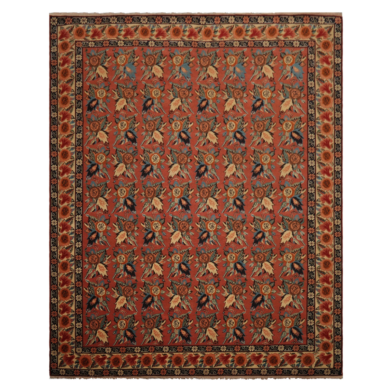 7'9''x10' Rare Romanian Rose Hand Knotted Karabagh Causcasiaan Wool Rug gallery