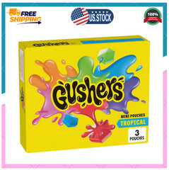 Gushers Tropical Fruit Flavored Snacks, Mini Pouches, 3 Ct, 1.32 oz