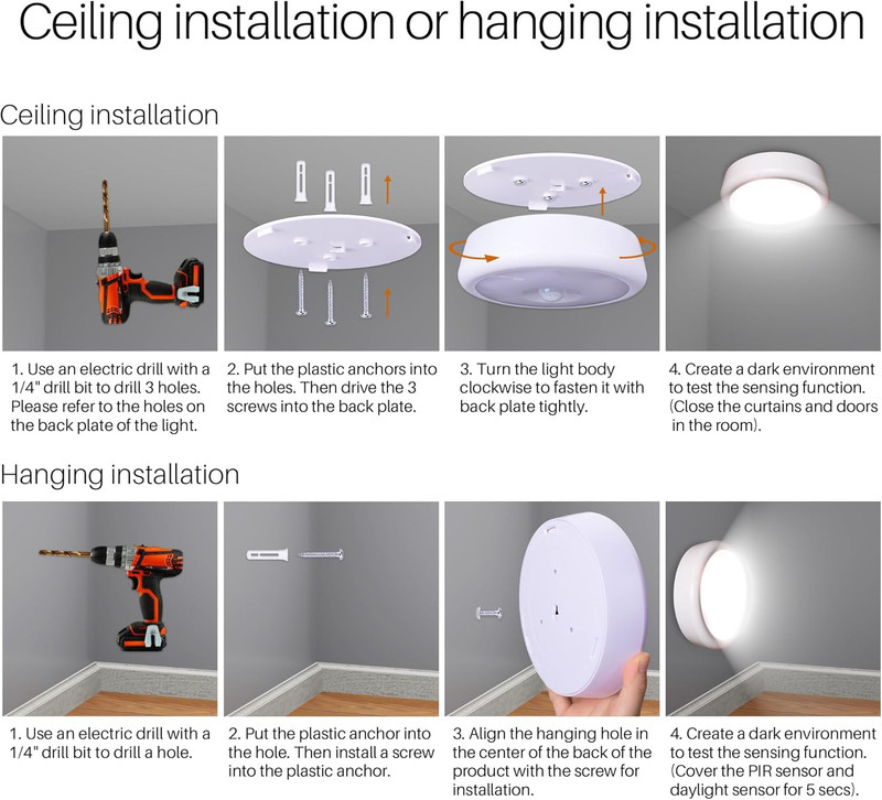 6.3” Motion Sensor Ceiling Light Indoor AA or D-Cell Battery Operated for Hal... gallery