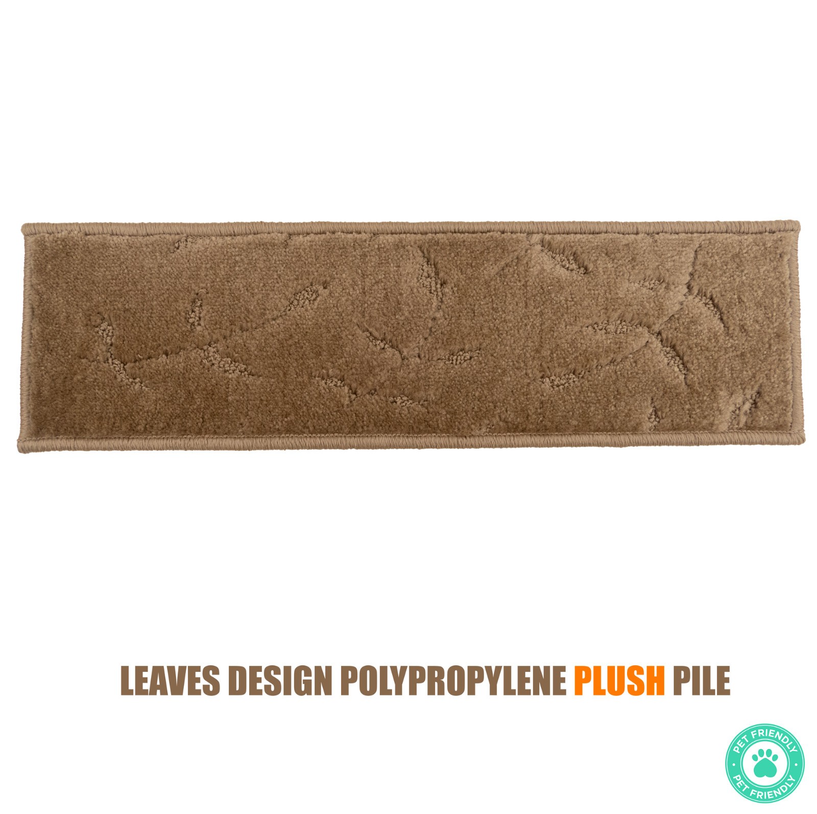 Custom Size Medium Profile Cut Pile Leaves Beige Stair Treads By Inches gallery