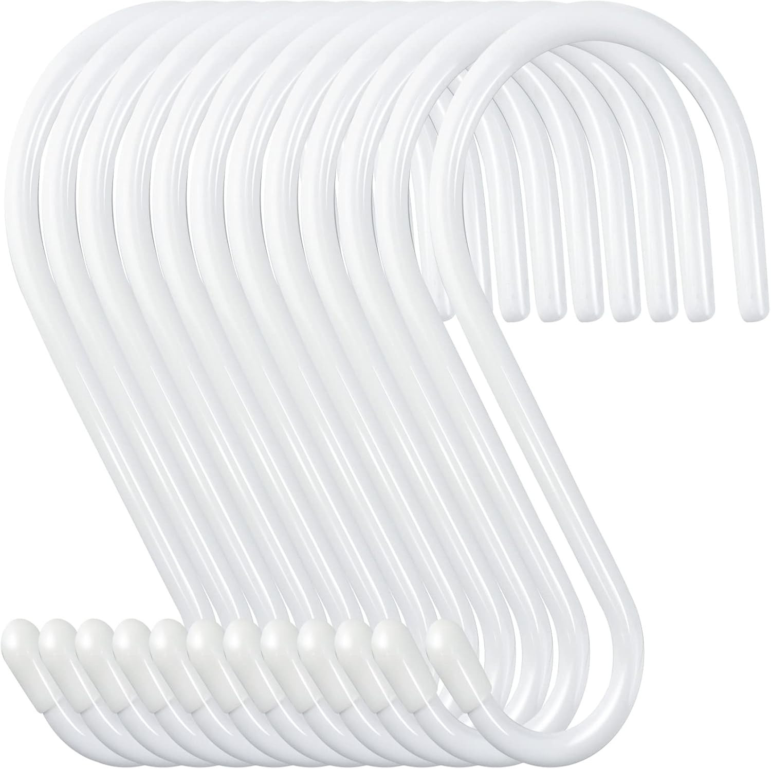 12 Pack 4-1/2 Inch White S Hooks for Hanging, Large Vinyl Coated S Hangers Hooks gallery