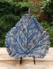 Hand Painted Cement Leaf Casting Garden Art 17×17 9lbs Beautiful Indoors Too