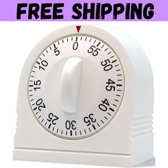 60 Minute Wind Up Mechanical Timer with Loud Alarm Manual Countdown Clock