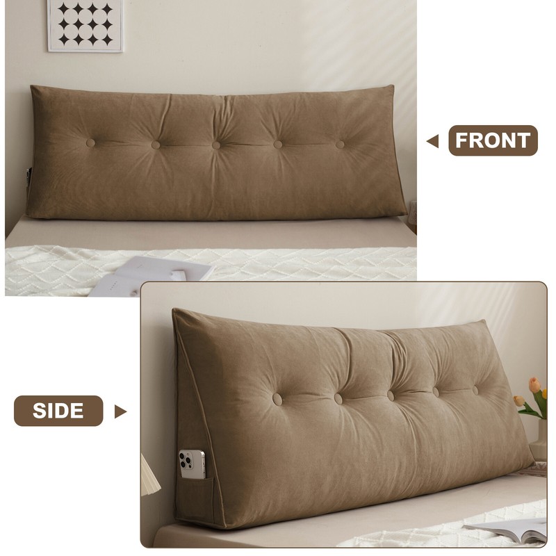 Triangle Headboard Pillow Soft Chenille Bed Wedge Lumbar Support Reading Cushion gallery