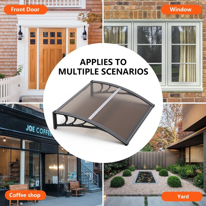 35" depth Window Awning Front Door Eaves Canopy Polycarbonate Roof Cover gallery