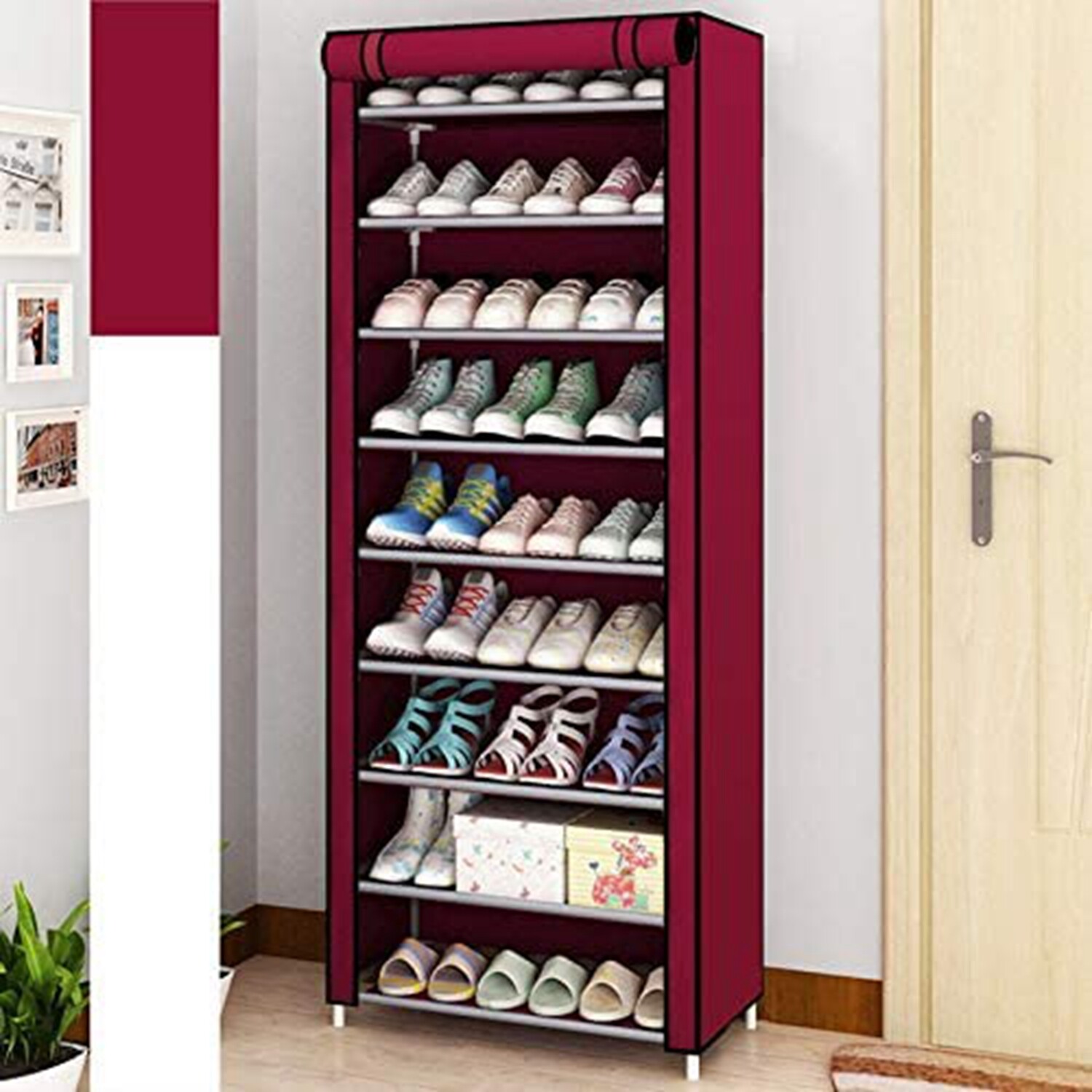 10 Layer 30 Pairs Shoes Cabinet Storage Organizer Shoe Rack Dustproof Standing gallery
