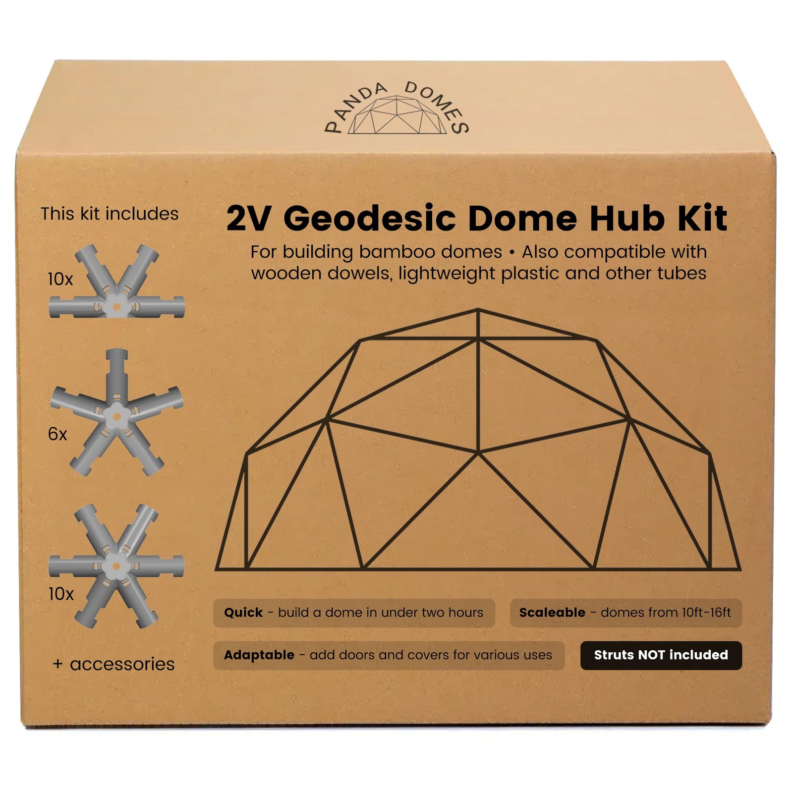 Panda Domes - 2V Geodesic Dome Hub Kit to Build 10ft 16ft (~ 3m Metal gallery