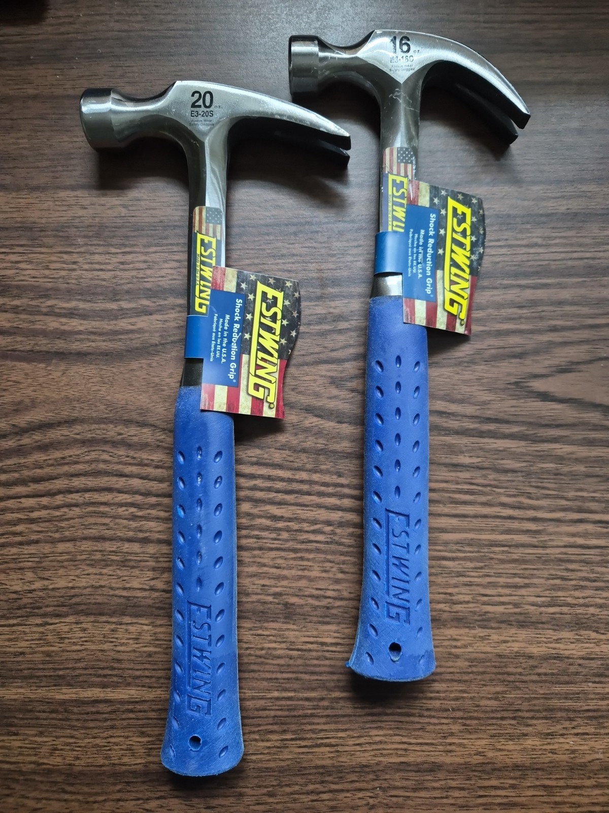 2 New Estwing Hammers USA (1) 20oz Rip Claw E3-20S 13-3/4" (1) 16oz E3-16C 13" gallery
