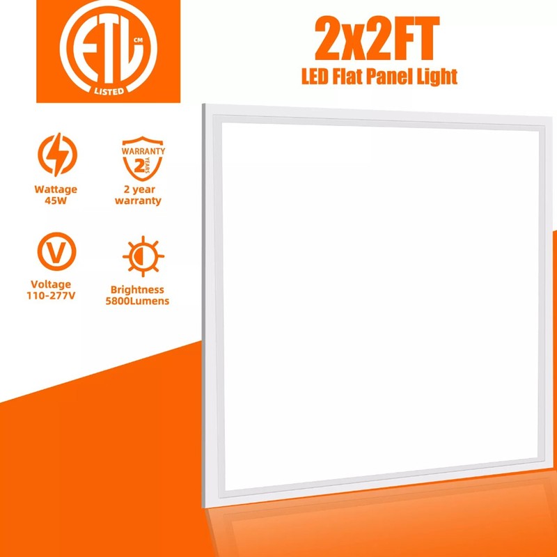 2x2 LED Flat Panel Light 4-Pack, 0-10V Dimmable, Back-Lit 2x2FT LED Panel Lights gallery