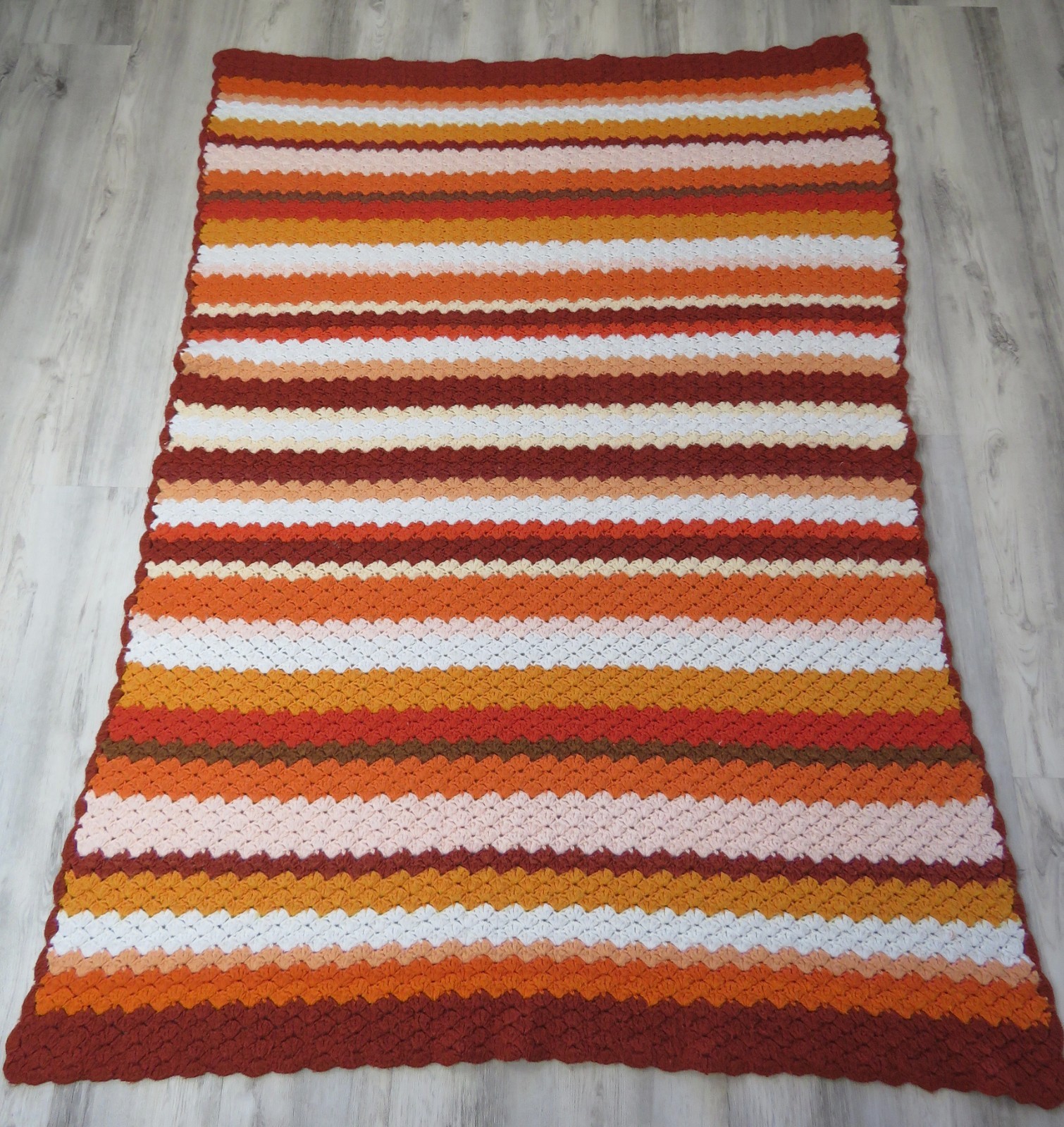 Handmade Vintage Stripes Crochet Quilt Throw Blanket Colorful 52.5x 70 inches gallery