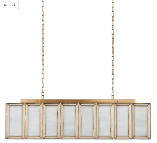Currey & Company Daze Rectangle High End Luxury Chandelier Brass and Milk Glass gallery