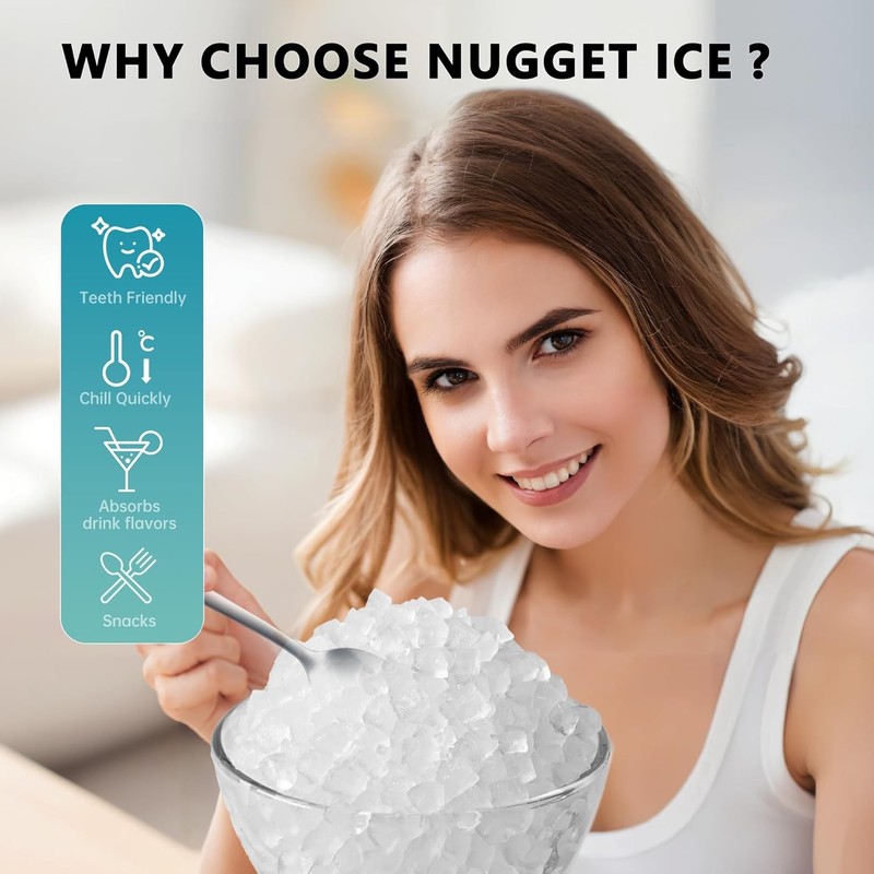 Nugget Ice Maker Countertop with Handle, Ready in 6 Mins, 34lbs Per Day,(Black) gallery