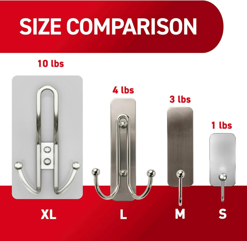 Command X-Large Satin Nickel Triple Hook, 2 Hooks, 6 Strips, Damage-Free Hanging gallery