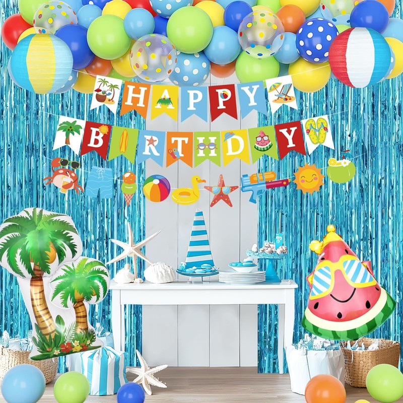 Summer Pool Beach Party Decorations, Splash Birthday Bash Party Supplies Tropica gallery