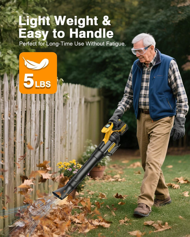 SOARFLY Cordless Leaf Blower – 650 CFM | 28,000 RPM Brushless Motor, 2×4.0Ah Bat gallery