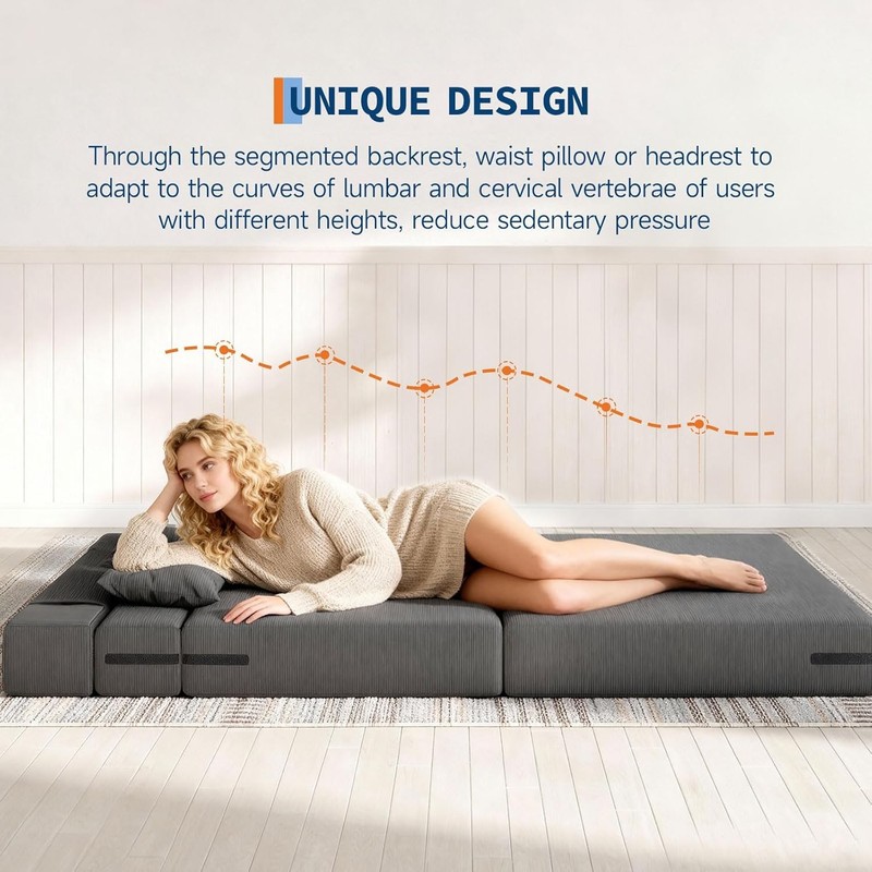 Folding Sofa Bed 3-in-1 Foldable Couch Bed Sleeper with 2 Pillows For Two people gallery