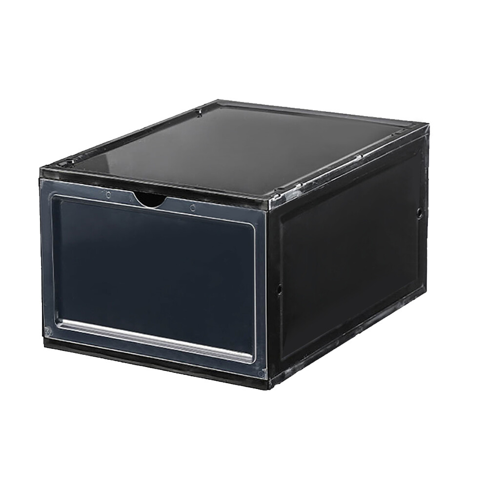 4-12Pcs Clear Plastic Shoe Storage Boxes Black&White Stackable Sneaker Organizer