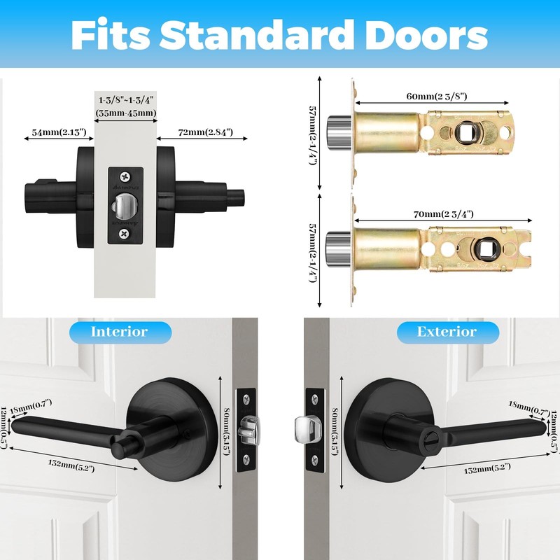 Privacy Round Push Button -Touch Locking Interior Door Handle Without Key,Non... gallery