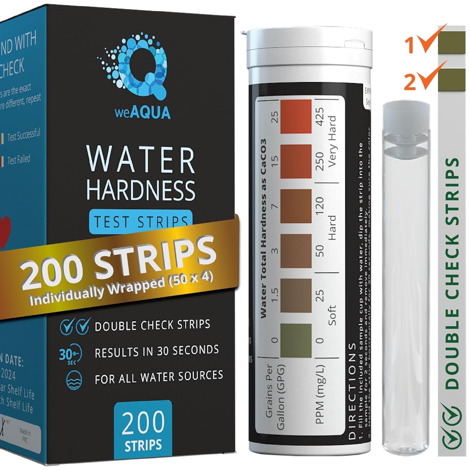 DoubleCheck Water Hardness Kit 200 Strips with Sample Cup - Hard Water Testi... gallery