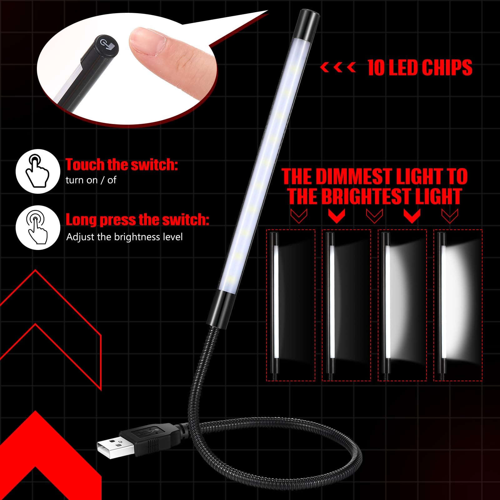 2 Pieces USB LED Light for Laptop Keyboard Gooseneck Light Computer Lamp Flex... gallery