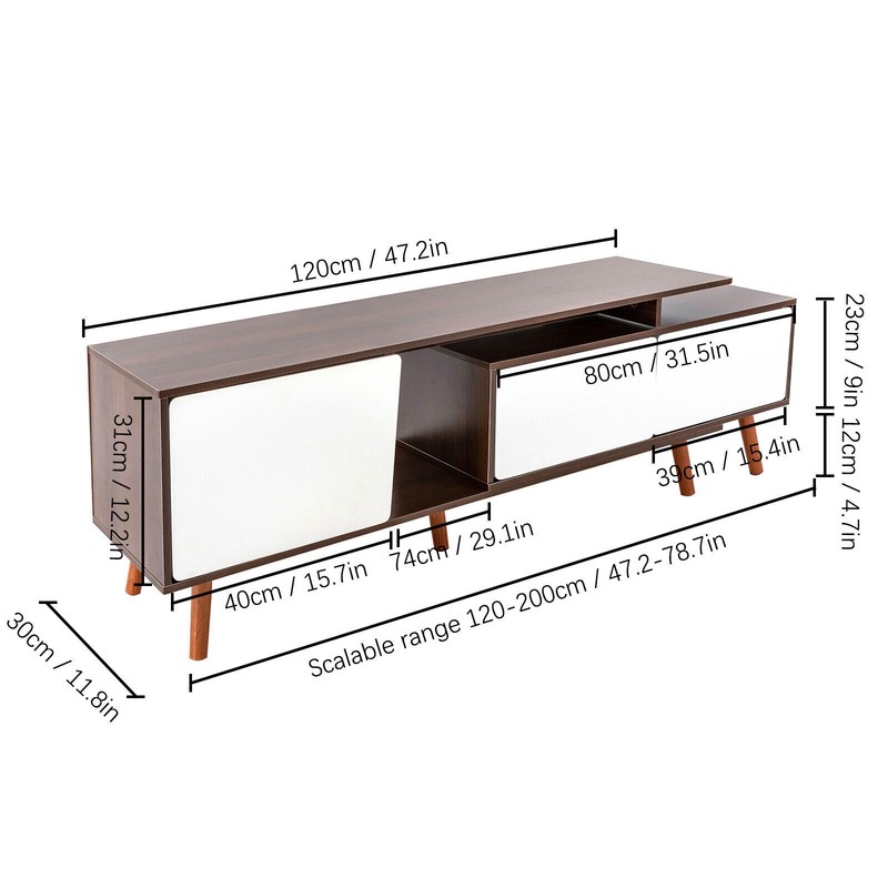 Large-capacity TV Stand Adjustable Shelves With 3 Compartments White, Walnut gallery