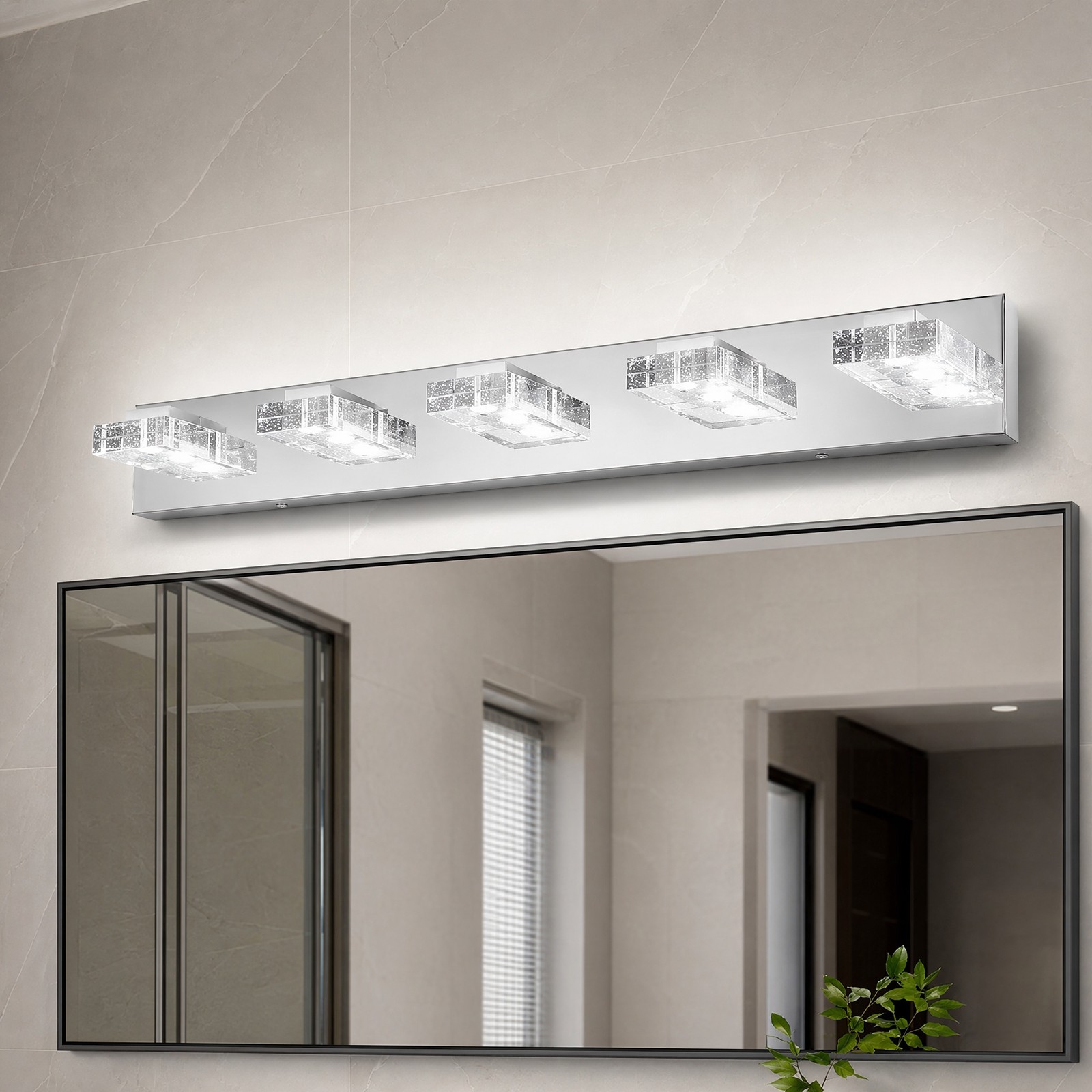 31 in 5 Light Bubble Crystal LED Vanity Bathroom Over Mirror Wall Sconce Fixture gallery
