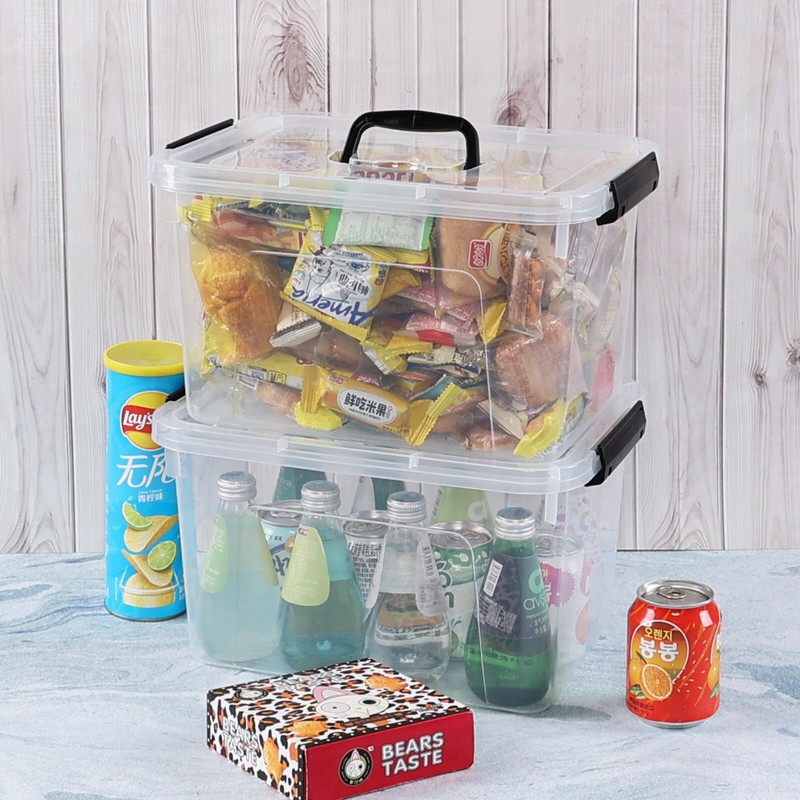 6PCS 12 Quart Latching Storage Box Stackable Bin w/ Latch Lid Plastic Container gallery