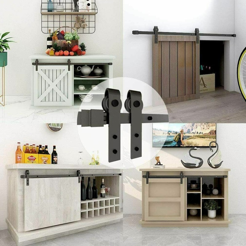 2-6FT Super Mini Sliding Barn Door Hardware Kit Track for Cabinet Stand Console gallery