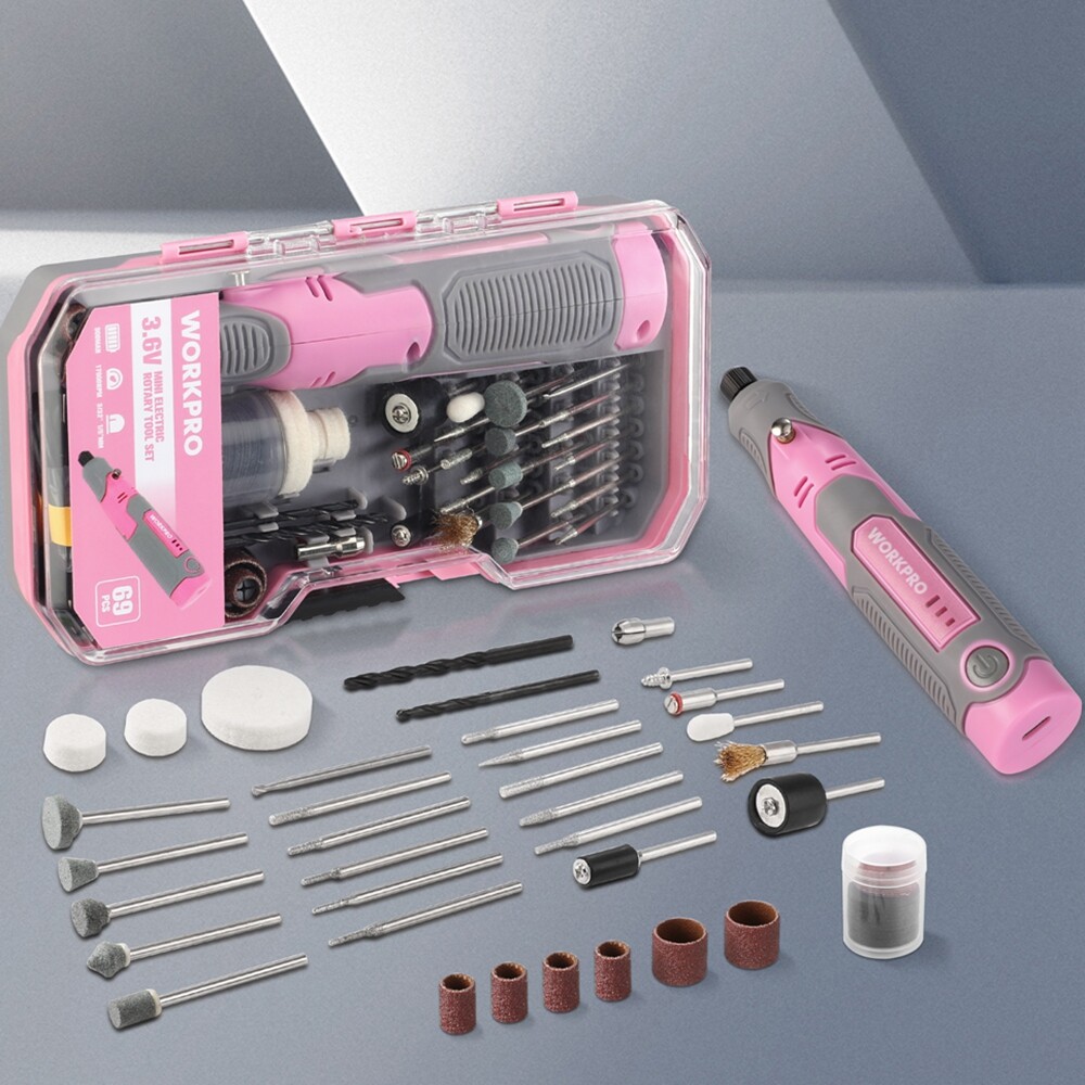 WORKPRO Cordless Rechargeable Rotary Tool Kit 71PC Accessories 3 Variable Speeds gallery