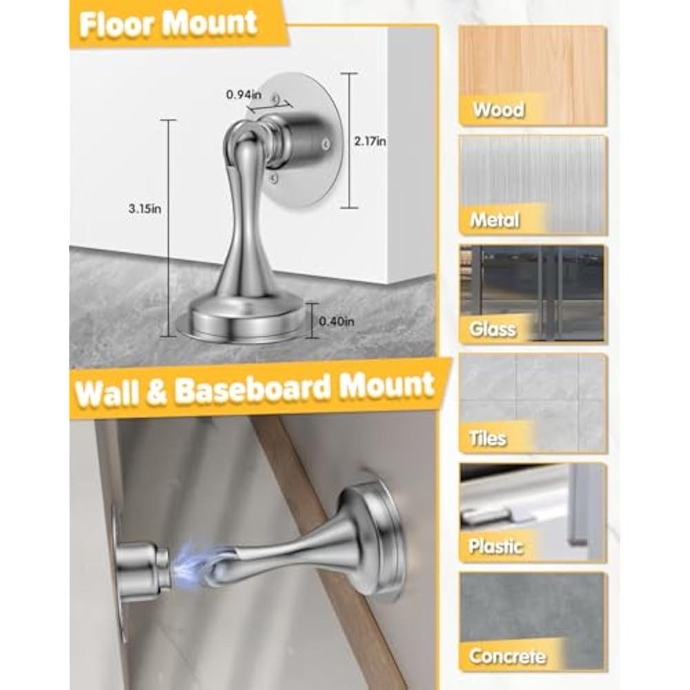 New 2 Pack Stainless Steel Door Stops Magnetic Door Catch Heavy Duty Door Holder gallery