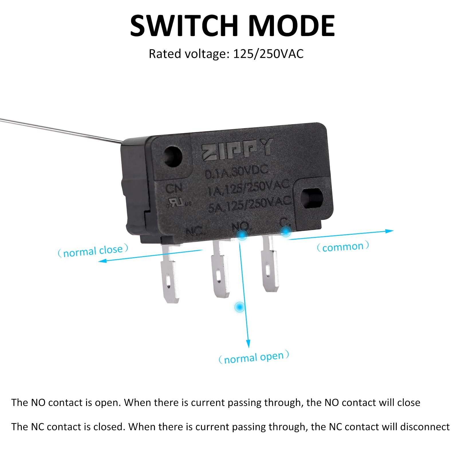 1 PCS Black Coin Switch Wire 5A 125/250V AC 3 Foot 0.1A 30V DC Model 10722 gallery