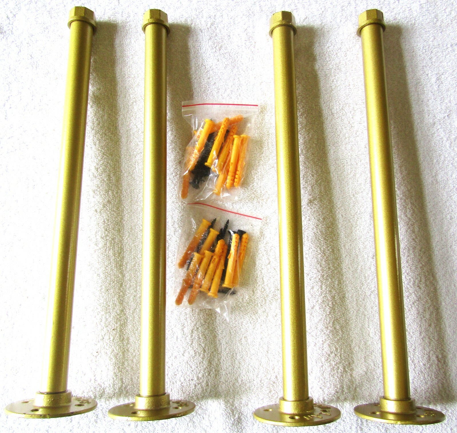 16" Pipe Gold Tone Shelf Brackets, Set of 4. NIB. gallery