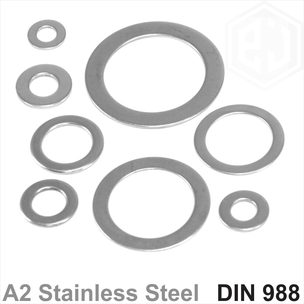 A2 Stainless Steel Shim Washers Flat Shims Thick 0.1 0.2 0.25 0.5 1 2mm DIN 988 gallery
