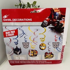 Transformers Swirl Decorations 12 Pc Party Hanging Decor Hasbro 2014 New