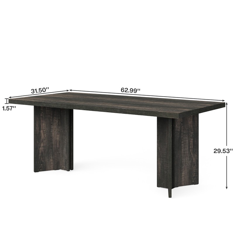 63 Inch Rectangular Dining Table Farmhouse Wooden Kitchen Table for 4-6 People gallery