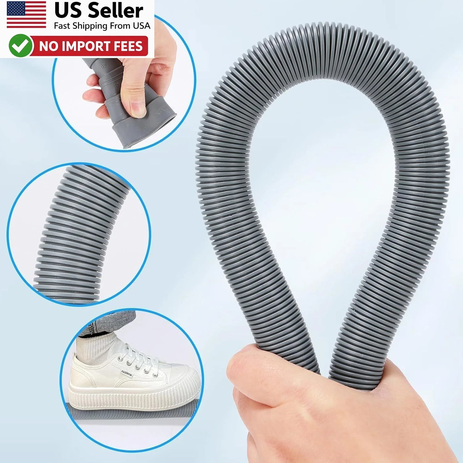 Universal Washing Machine 6.5 FT Drain Hose Extension Portable Washer w/ Clamps gallery