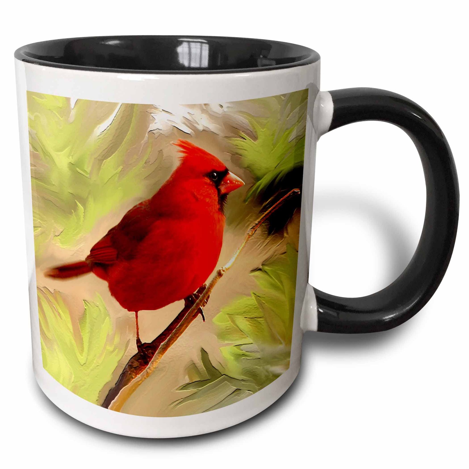 3dRose mug_4442_4 Red Cardinal - Two Tone Black Mug, Multicolor, 11 oz gallery