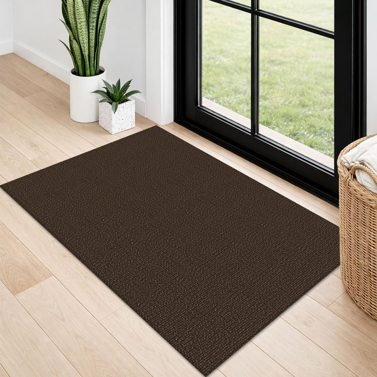 Lansny 2x3 Washable Area Rug Small 2' x 3' (Rectangular), Dark Coffee/Brown gallery