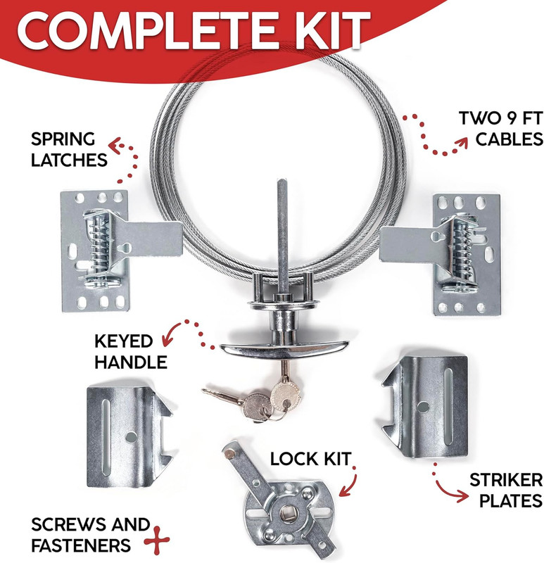 Garage Door Lock Kit, Complete Set with Spring Latch and Keyed Handle, Home Impr gallery