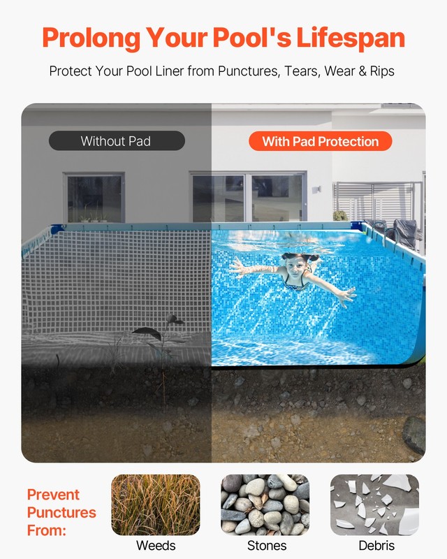 VEVOR 16x32ft Rectangle Pool Liner Pad Heavy Duty Thick Pool Mat Prevent gallery