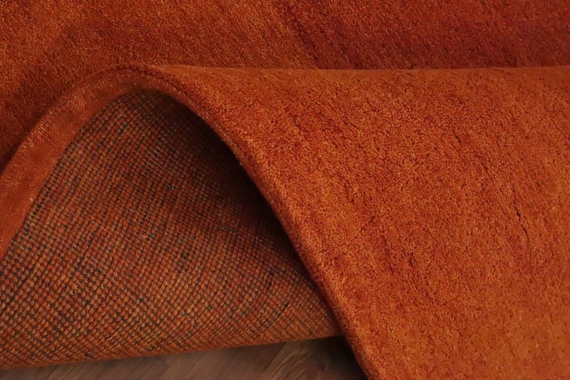 Transform Space with a Vibrant Sunset Gradient Rust Color Hand-made Wool Rug 6x8 gallery