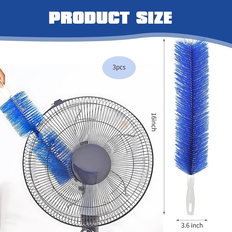 3-Pack Bendable Fan Cleaning Brush – Reusable Microfiber Duster for Fans&Curtain gallery