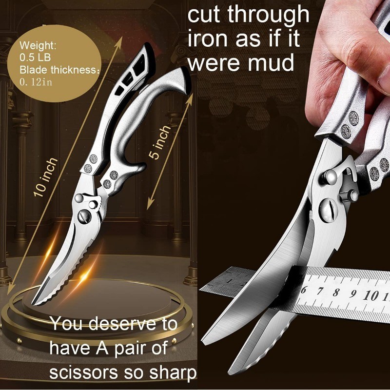 1/2pcs Stainless Steel Kitchen Scissors Meat Cleaver Bone Scissors for Cooking gallery