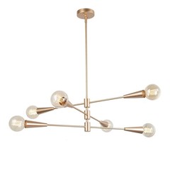 Uolfin Transitional Dining Room Chandelier 31 in. Modern Sputnik 6-Light Brass
