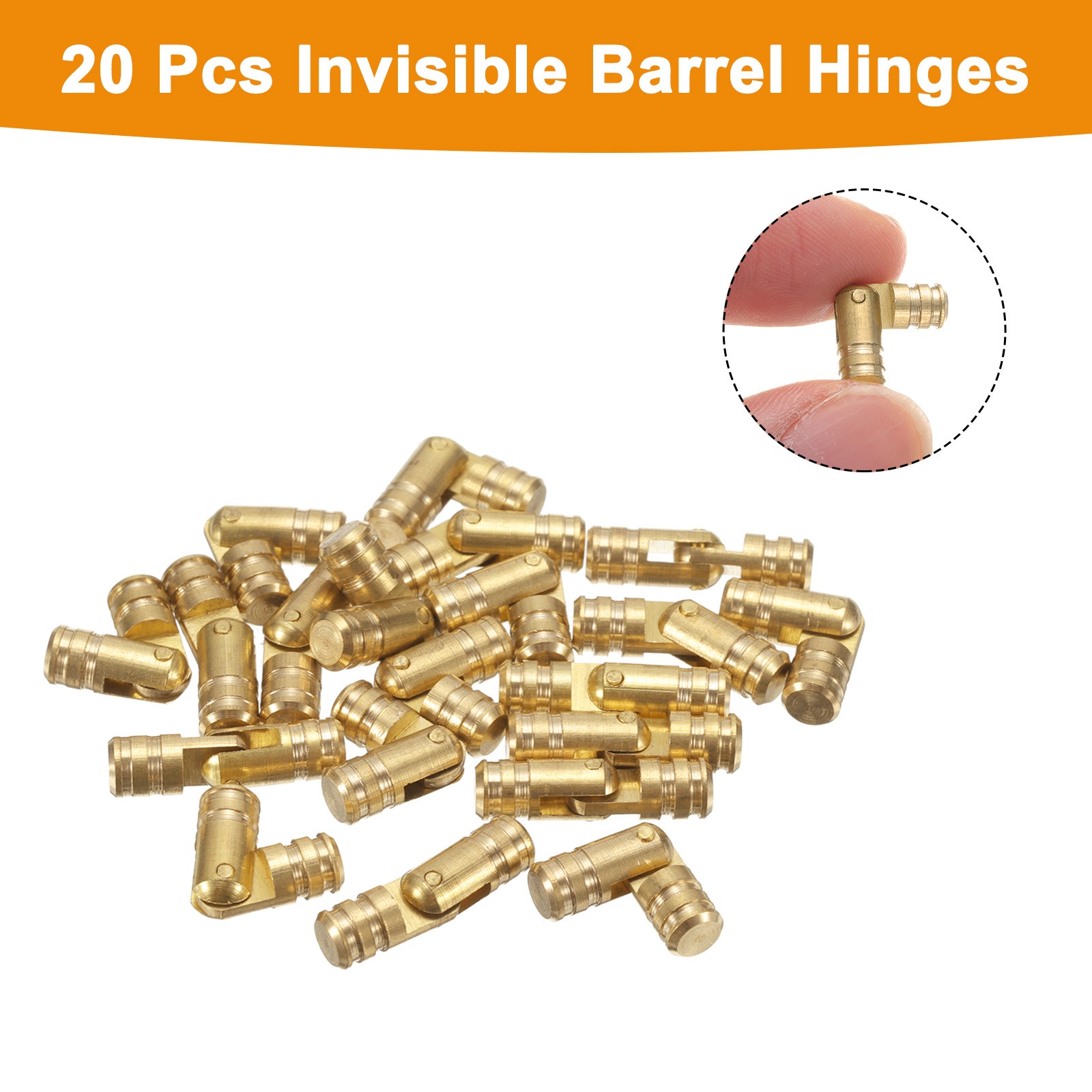 20Pcs Invisible Barrel Hinges 5x19mm Brass Concealed Hinge Gold gallery