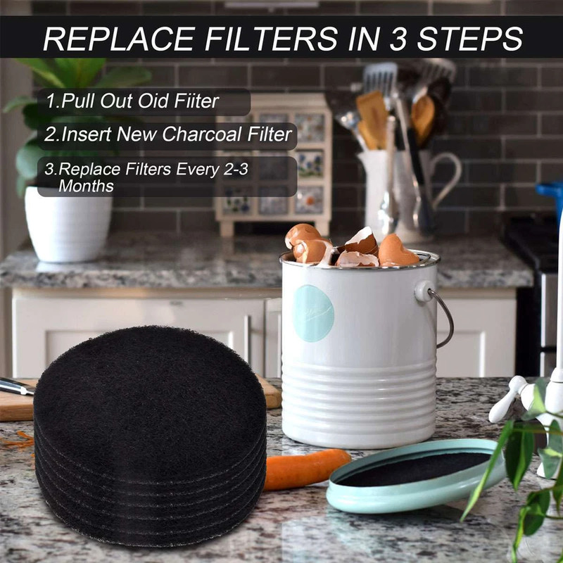 6.7 Inch Activated Carbon Layer Compost Bin Filters 10 Pack Long Lasting Use gallery