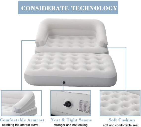 Inflatable Flocked Air Sofa Bed for Camping, Portable Blow Up Couch in Gray gallery