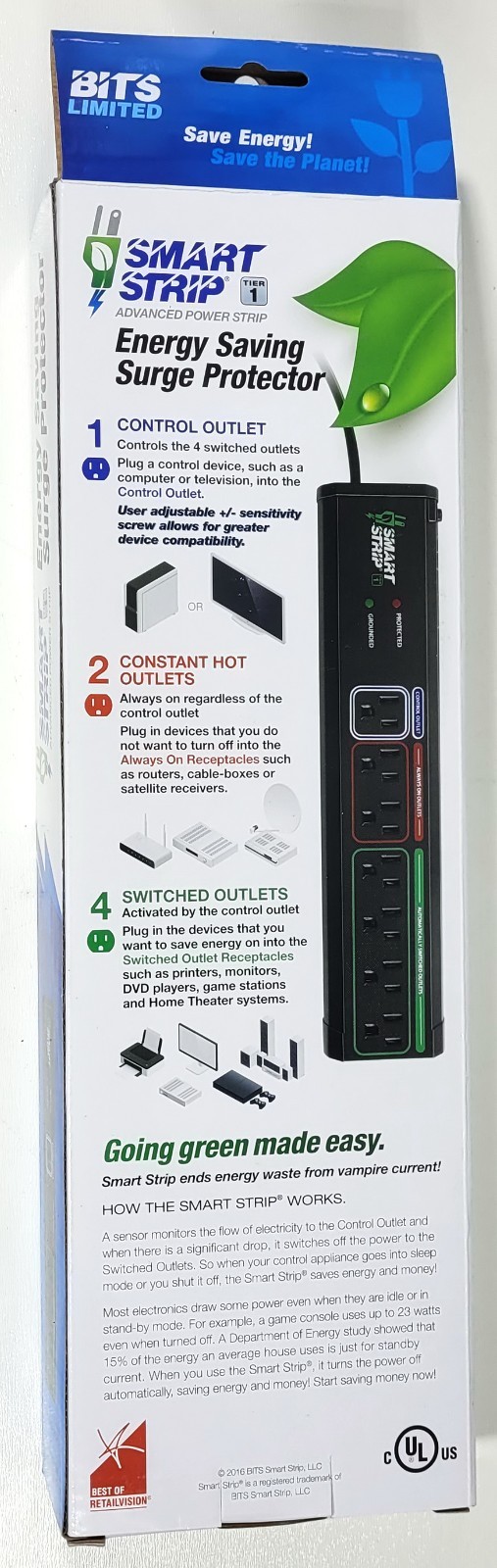 Smart Strip ECG-7MVR Energy Saving Surge Protector with Autoswitching Technology gallery