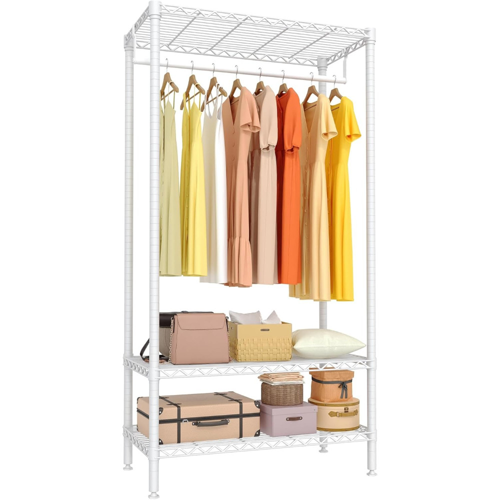 Portable Freestanding Garment Rack 3 Shelves Adjustable 17.7 By 35.4 Inch Heavy gallery