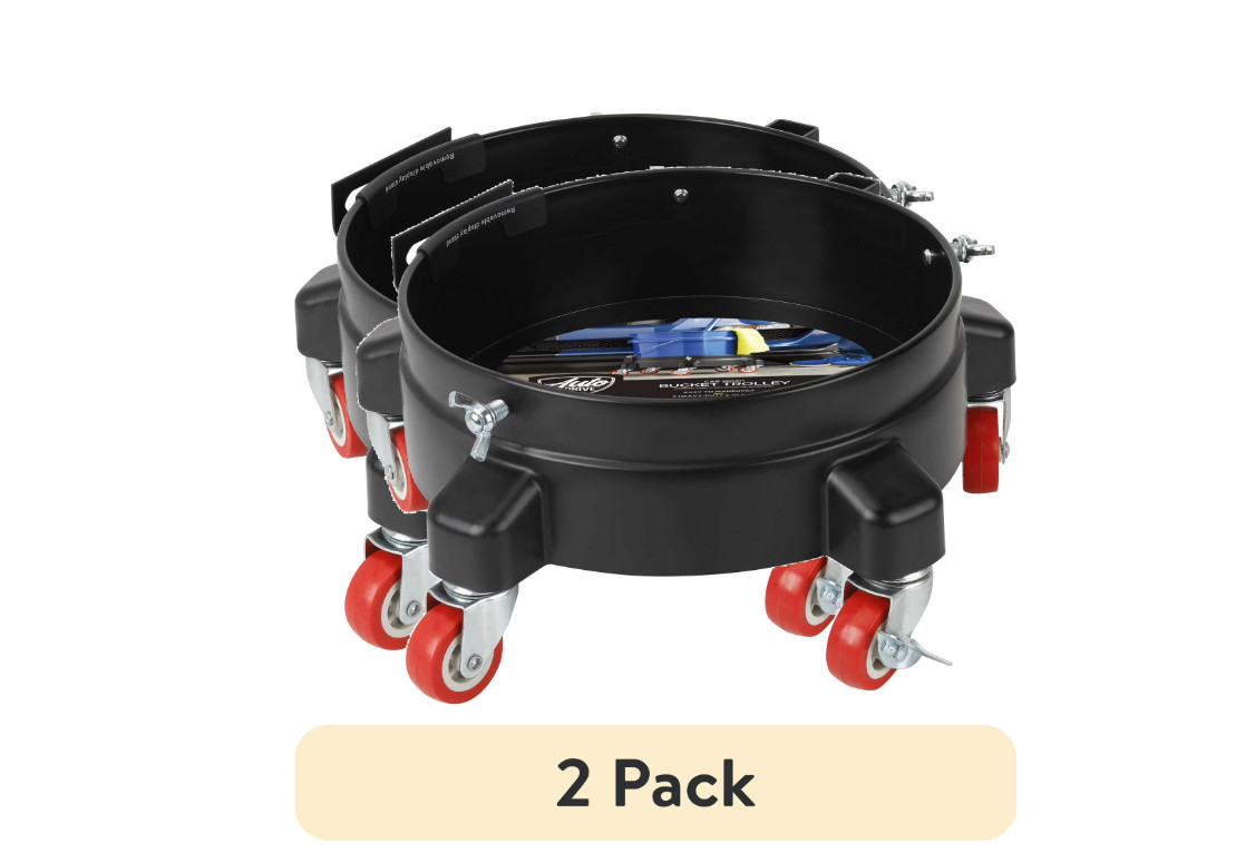 2 pack Auto Drive 12-inch Heavy Duty Plastic Garage Bucket Dolly, 5 Wheel with gallery